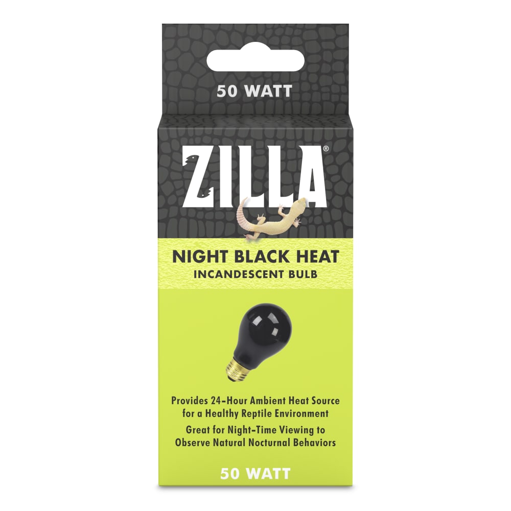 Retail package for a 50 watt Zilla incandescent light bulb in night black for reptiles