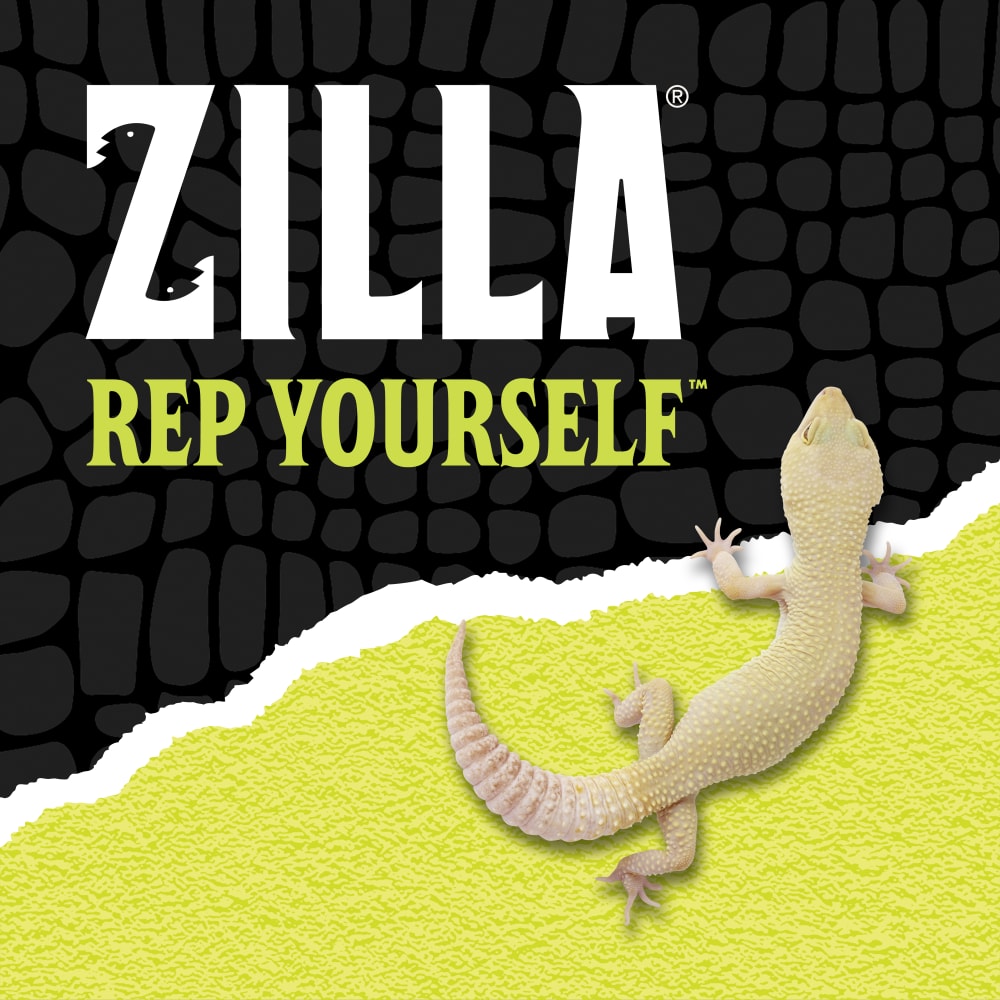 Zilla Rep Yourself with a lizard over black scale background ripped halfway into lime green