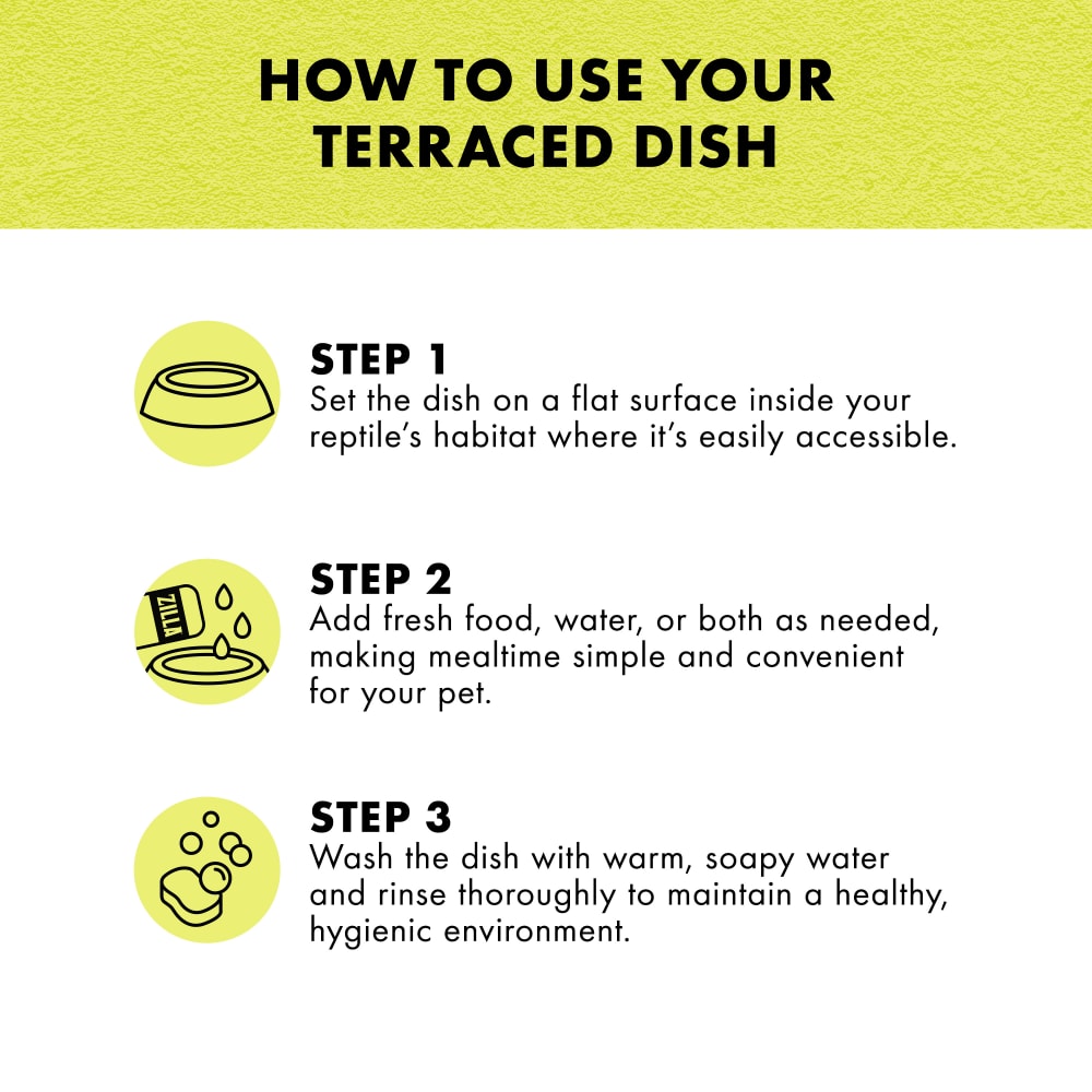 How to use: Place dish on flat surface; Add fresh water: Wash dish with warm, soapy water