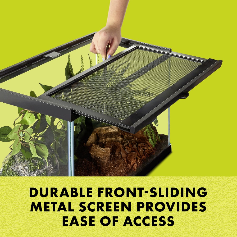 Durable front-sliding metal screen provides ease of access
