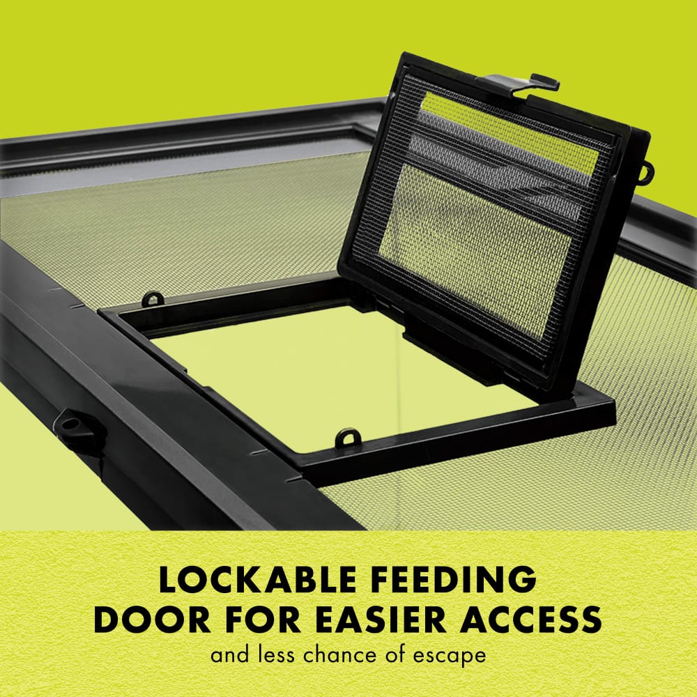 Lockable feeding door for easier access