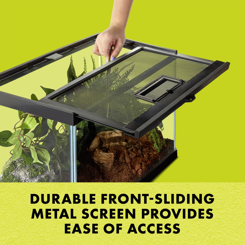 Durable front-sliding metal screen provides ease of access