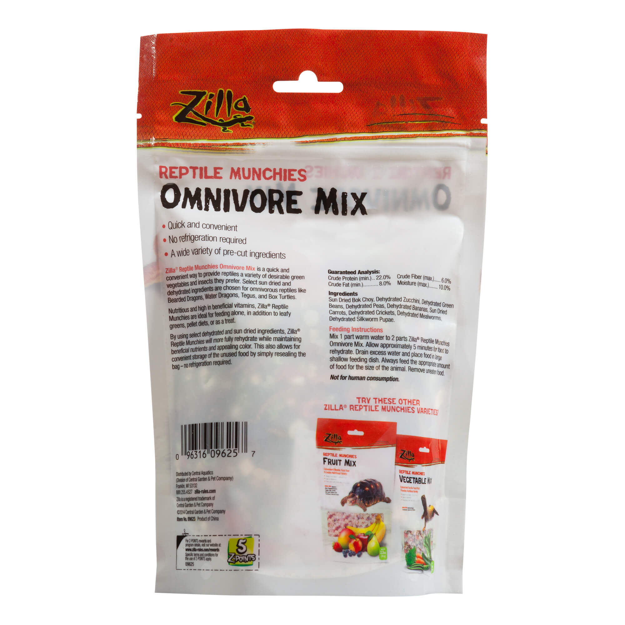 Zilla Omnivore Mix Reptile Munchies Ingredients List