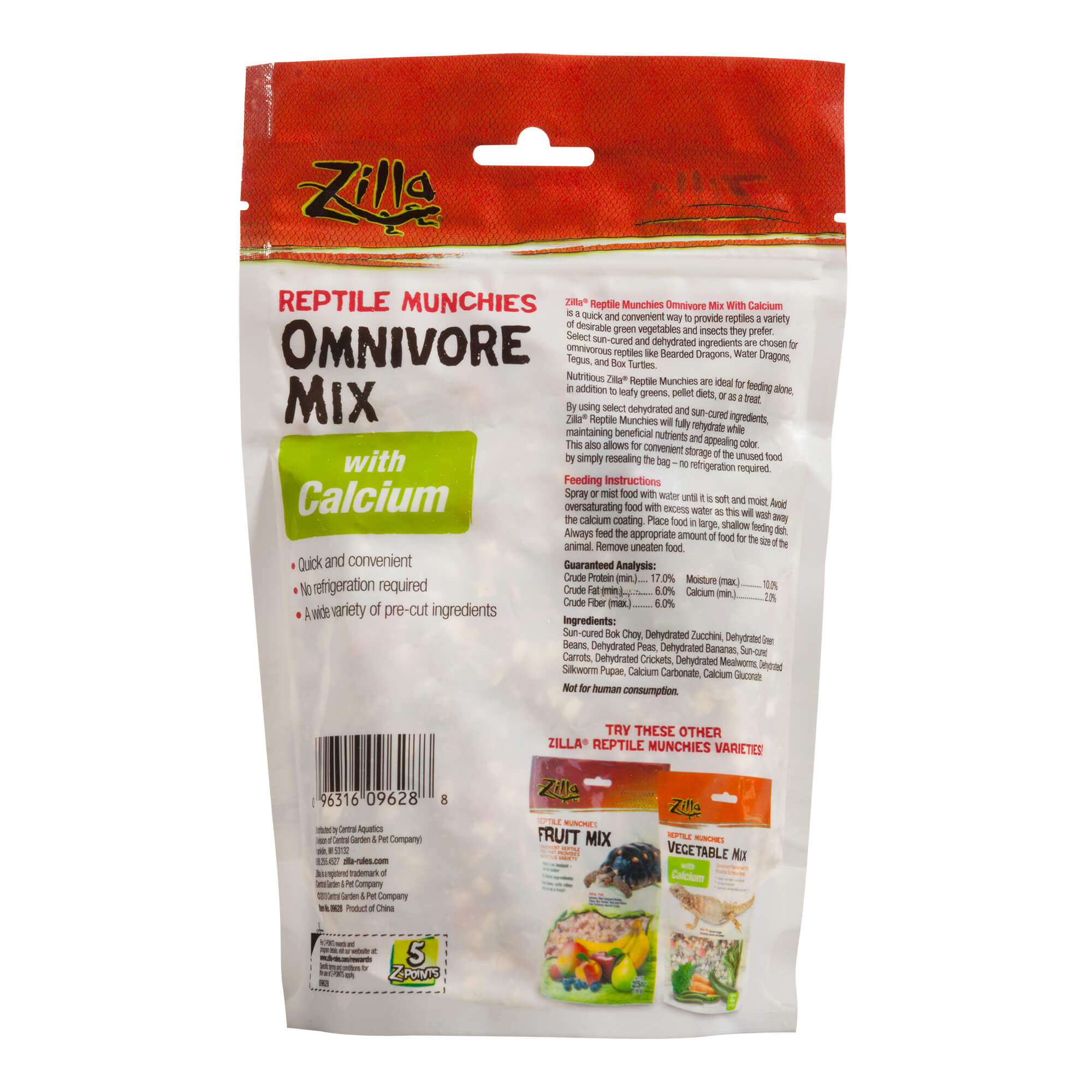 Zilla Omnivore Mix Reptile Munchies with Calcium Ingredients List